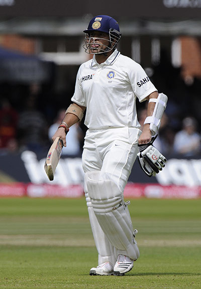 England v India Final day: Tendulkar walks off to the Lord's Pavilion after being out LBW