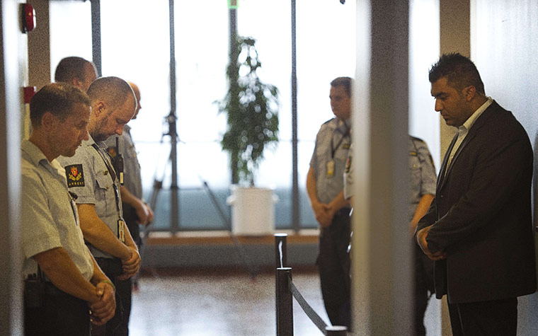 Norway attacks aftermath: Court officers observe a minute of silence