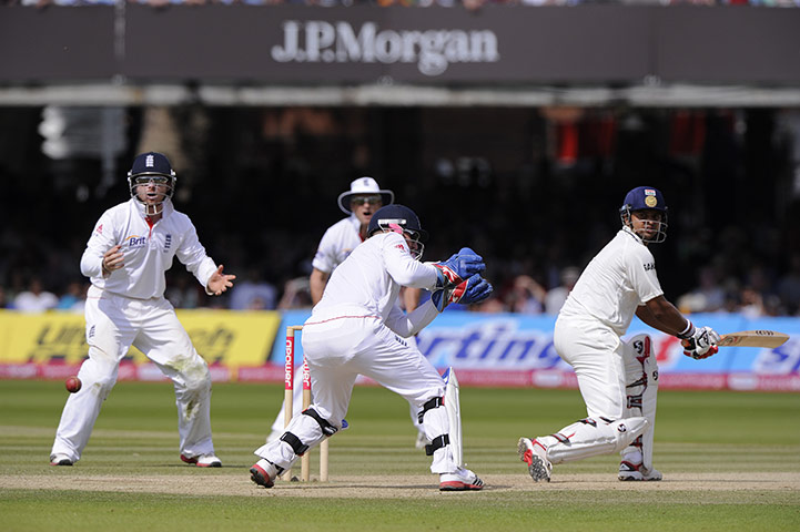 England v India fifth day: Raina flicks the ball round the corner off Swann
