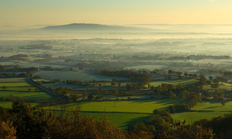 Severn Plain from British Camp Hill on the Malvern Hills, Worcestershire.