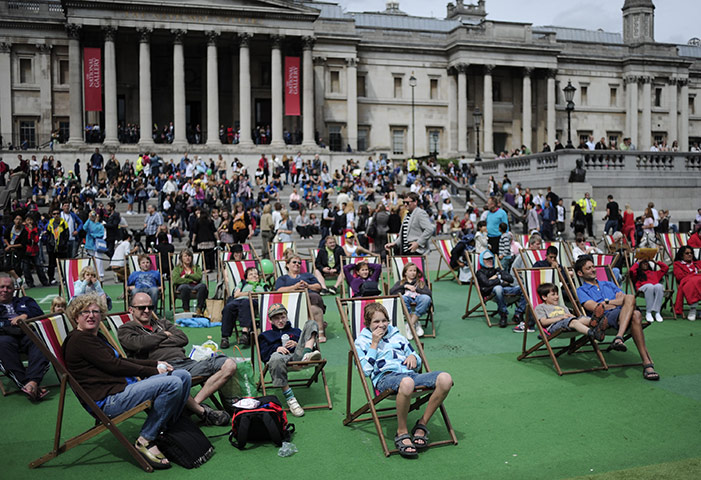 Week in Business: People in Trafalgar Square in London