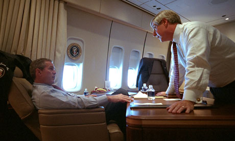 George Bush and Andy Card on Air Force One on 11 September 2001