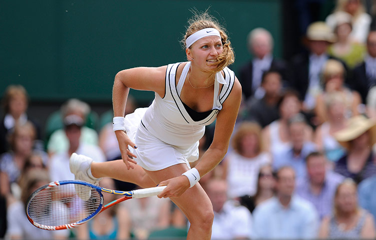 Ladies' final: Petra Kvitova serves