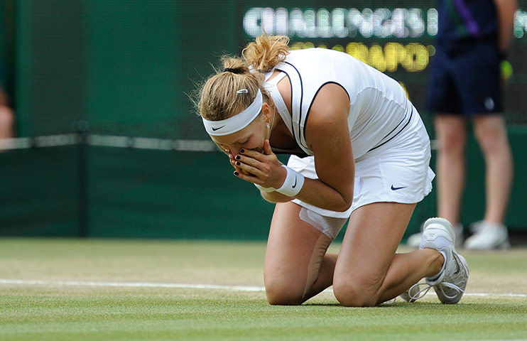 Ladies' final: Petra Kvitova celebrates winning the 2011 Ladies singles title