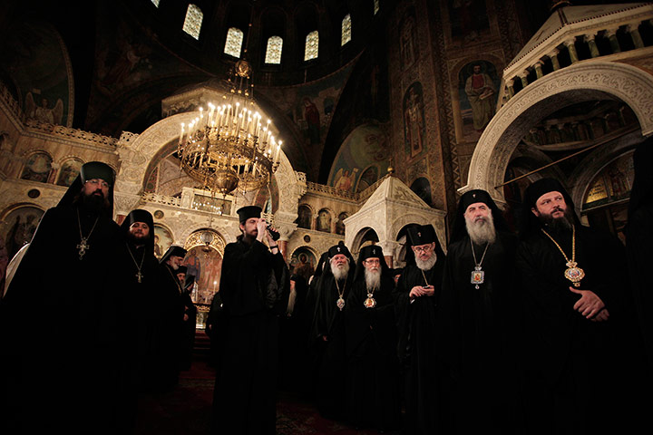 24 hours in pictures: Orthodox priests at St. Alexander Nevsky Cathedral , Sofia