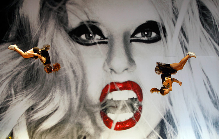 24 hours in pictures: Gymnasts perform infront of an image of Lady Gaga, Taiwan