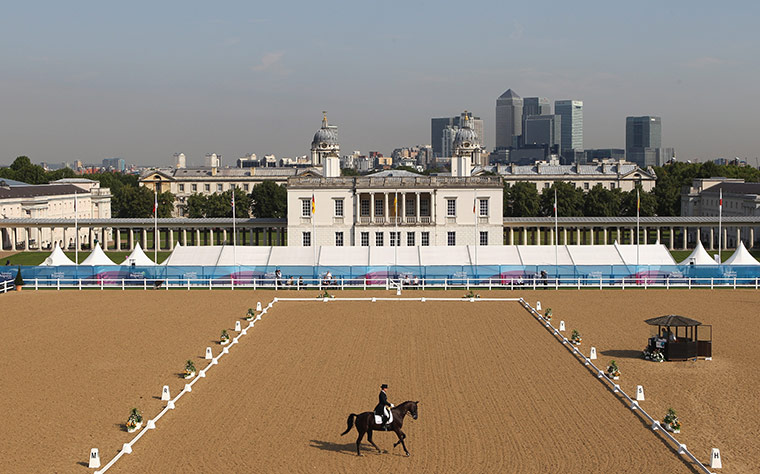 24 hours: London, England: Dressage round at the LOCOG Test Event at Greenwich Park