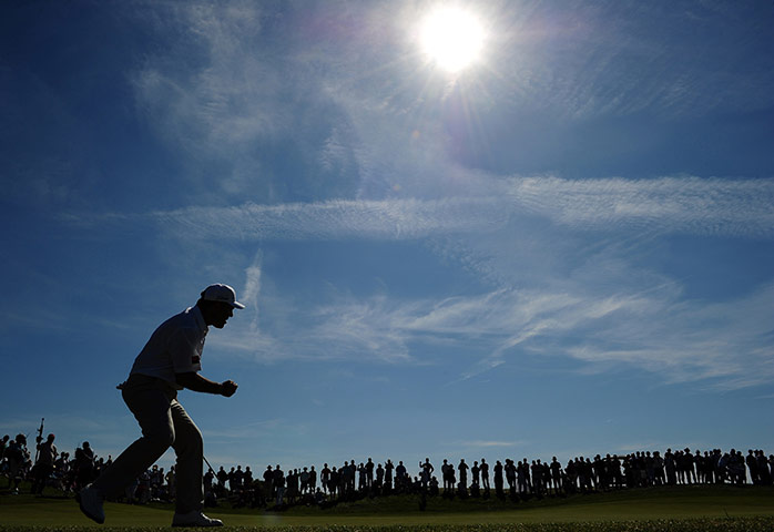 24 hours: Saint-Quentin-en-Yvelines, France: Thomas Levet reacts during the Golf Open