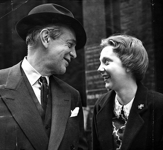 Anna Massey: 1955: Actress Anna Massey with her father the actor Raymond Massey