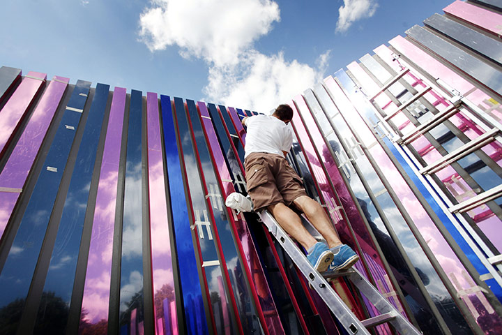 Hampton Court flowers: The finishing touches are carried out on The CoppaFeel! Garden
