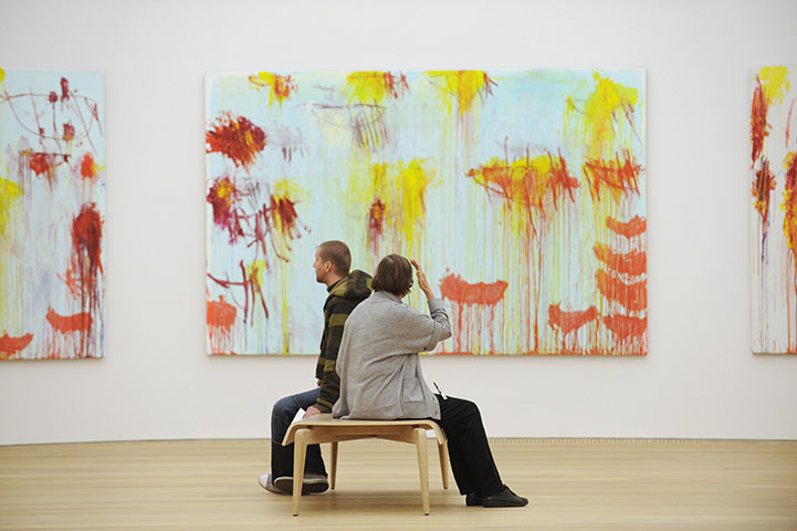 Cy Twombly-in memoriam: Visitors sit in front of US artist Cy Tw