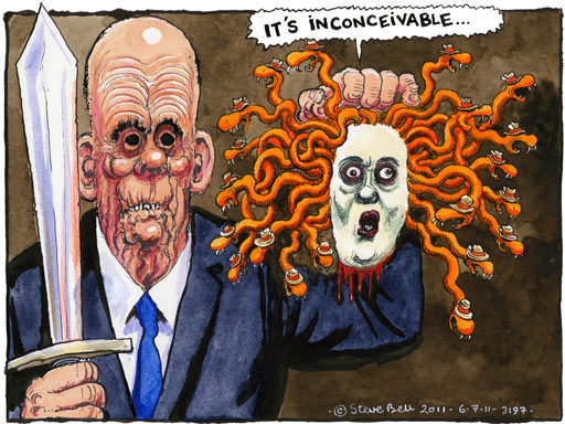 Steve Bell on Rupert Murdoch, Rebekah Brooks and phone hacking