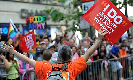 A gay marriage supporter at the San Francisco pride parade