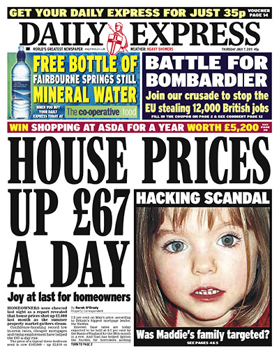 Hacking fronts 7 July: Daily Express