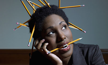 businesswoman with pencils
