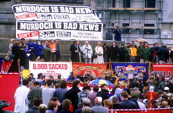 News of The World History: Anti Rupert Murdoch rally, News International industrial dispute, London