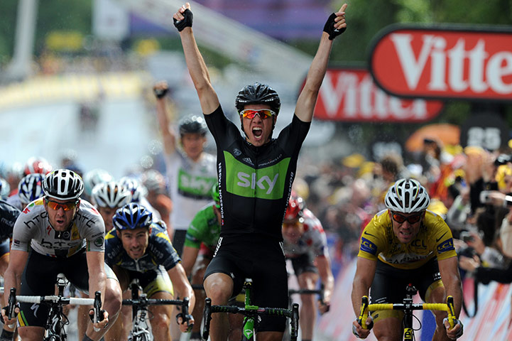 Tour de France Stage 6: Boasson Hagen celebrates as he crosses the line to win stage 6