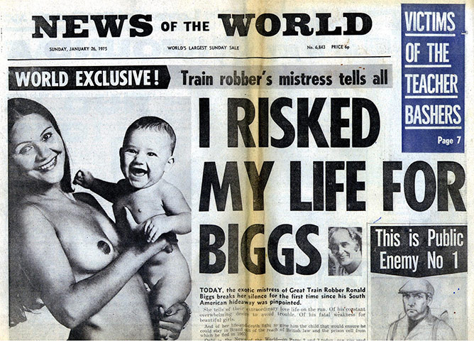 News of the World Update: Front page of News of the World Ronnie Biggs 1975