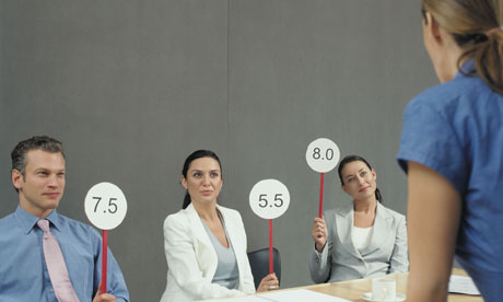 businesspeople holding scorecards