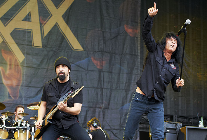 Sonisphere at Knebworth:  Rob Caggiano and Joey Belladonna of Anthrax performs on stage Sonisphere 