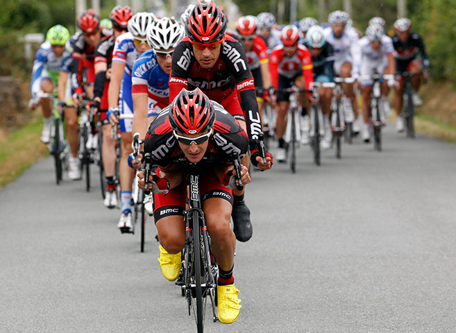 Tour De France stage 8: BMC Racing Team's rider Marcus Burghardt leads the peloton