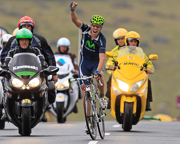 Tour De France stage 8: A jubilant Rui Alberto Costa punches the air in joy as he wins the stage