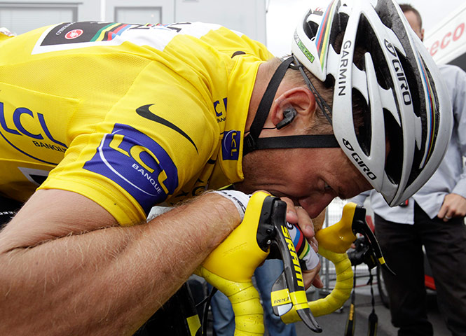Tour De France stage 8: Garmin-Cervelo rider Thor Hushovd reacts at the end of the 8th stage