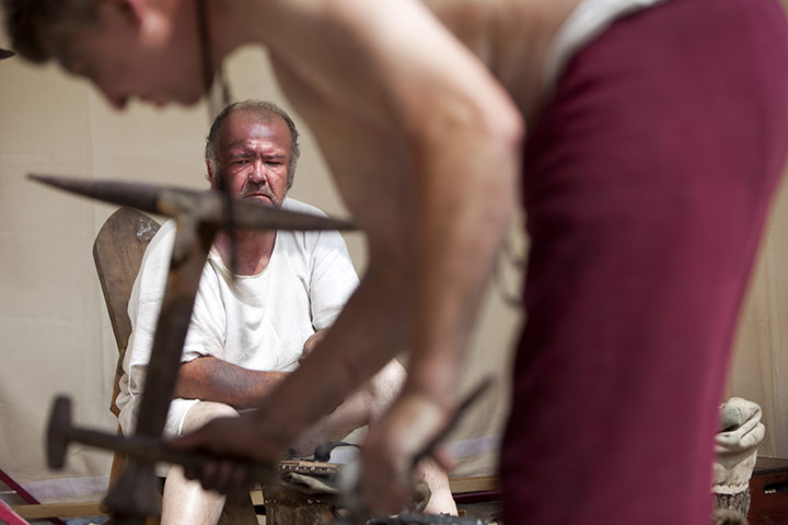 Gladiator games : Roman market stalls are set up before the games begin