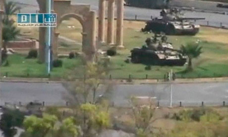 Tanks in Hama in a video uploaded on 1 August 2011. The video cannot be independently verified.