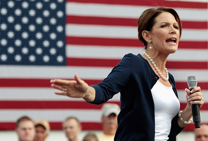 Republican rally in Iowa: Humboldt, Iowa: Republican presidential candidate Bachmann speaks