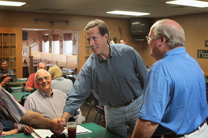 Republican rally in Iowa: Manchester, Iowa: Rick Santorum, former U.S. Senator from Pennsylvania