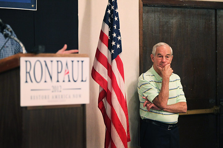 Republican rally in Iowa: Cedar Rapids, Iowa: Republican presidential hopeful Ron Paul