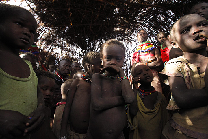 24 hours in pictures: Ethnic Turkana children gather for a health check up in Kenya