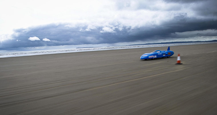 24 hours in pictures: Pendine Sands, Wales: The electric car Bluebird makes her initial run