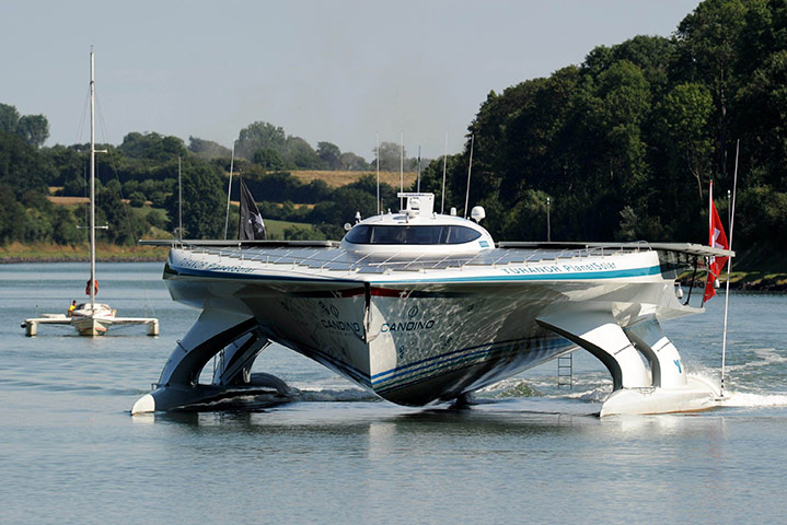 The Turanor Planet Solar: world's largest solar-powered boat through the Kiel canal Germany 