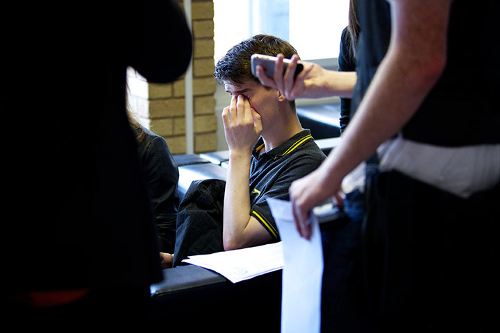 A-level results: Pupils getting their A-level results at Parrs Wood Sixth Form, Manchester