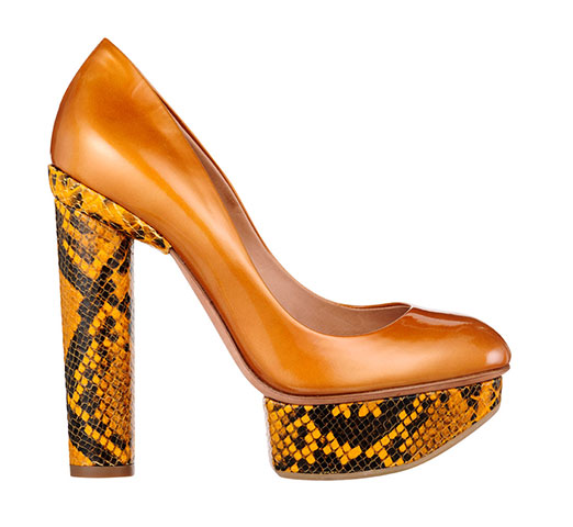 Wish list: Snakeskin heel: Elton mustard