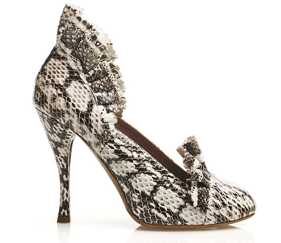 Wish list: Snakeskin heel: Perforated frill