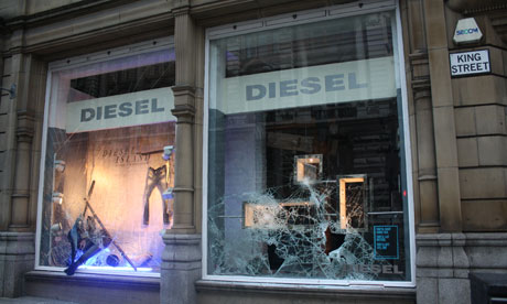 A looted shop in Manchester city centre