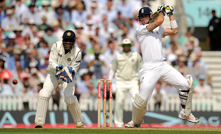 Fourth Test Day Two: England's Pietersen hits fourth test at the Oval cricket ground in London