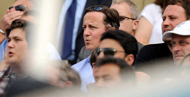 Fourth Test Day Two: PM Cameron watches the fourth test match England and India at the Oval