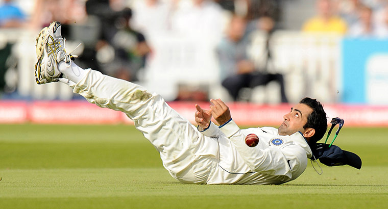 Fourth Test Day Two: India's Gambhir drops a catch from Pietersen at the Oval 