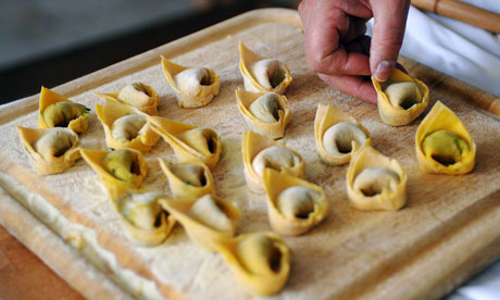 Making tortellini pasta