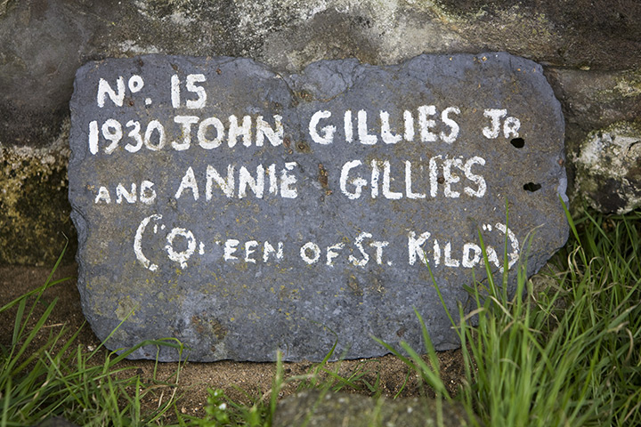 St Kilda: A sign by one of the deserted houses in Village bay