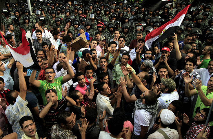 24 Hours: People chant anti-Israeli slogans to protest the deaths of Egyptian forces