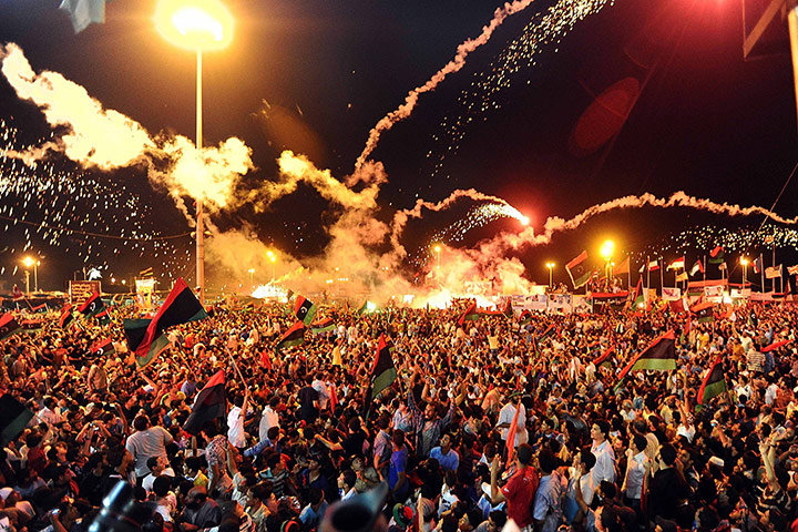 Muammar Gaddafi Libya : People celebrate in Benghazi