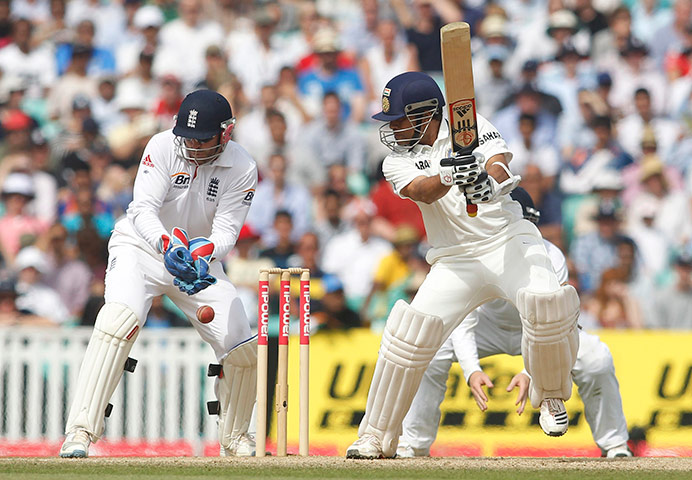 India Oval Fourth Test: Sachin Tendulkar is dropped by England's Matt Prior