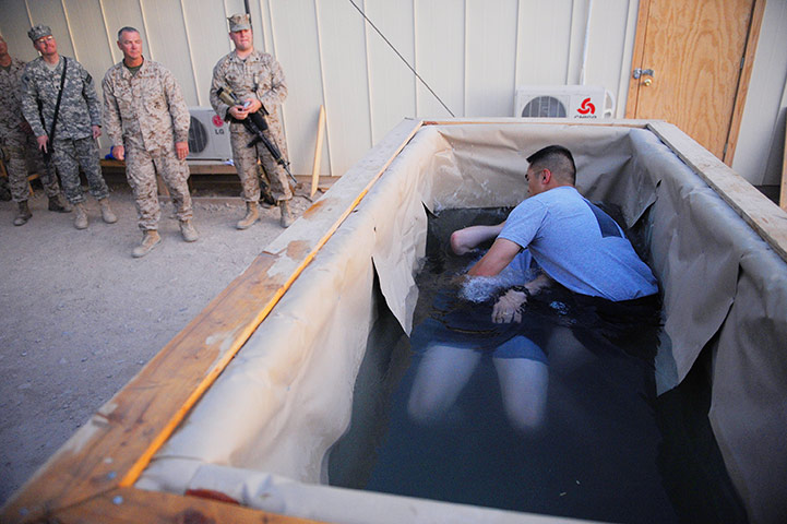 Afghanistan baptism: A young US Marine 'Tyler' decides to step in to be baptised