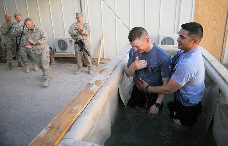 Afghanistan baptism: A young US Marine 'Tyler' decides to step in to be baptised