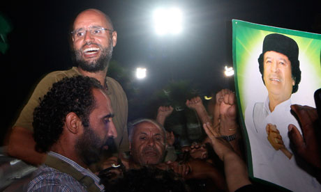 Saif al-Islam Gaddafi back on the streets of Tripoli on Tuesday 23 August 2011.
